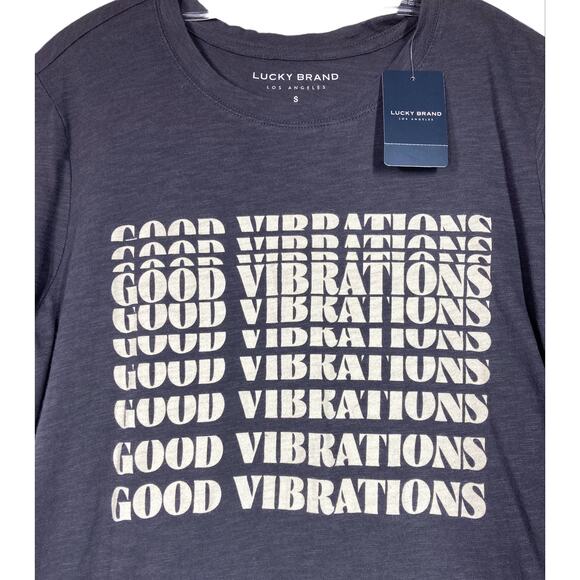 NEW Lucky Brand T-Shirt Charcoal Gray Good Vibrations Graphic Size S - Picture 3 of 5